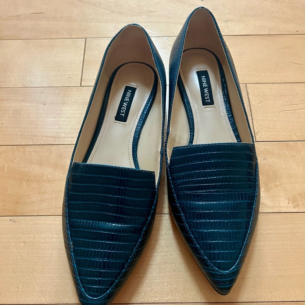 Nine West Teal Textured Flats